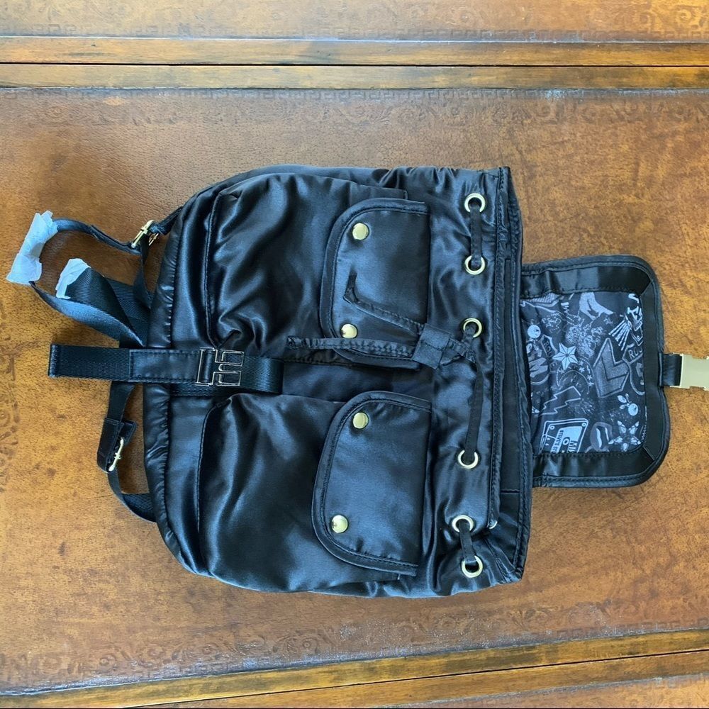 Steve Madden Black Satin Backpack - Picture 5 of 7